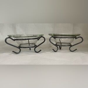 Glass Bowls with Black Metal Stands
